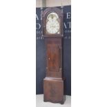 19th century mahogany eight day longcase clock, the 13" painted arched dial signed Edgecumbe...