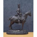 After J.R. Skeaping  (1901-1980) - a bronze figural group of a Hussar on horseback, mounted upon a
