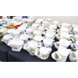 Large private collection of assorted pottery shaving mugs (53)