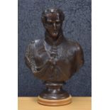 After Alfred Guillaume-Gabriel Comte D'Orsay - bronze figural bust of a decorated military