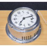 Wempe Chronometerwerke, Hamburg, chrome cased ships bulk head wall clock, the 4.25" dial with Arabic