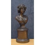 After Claude Michel Clodion (French 1738-1814) - bronze figural bust of a lady, on a pillared