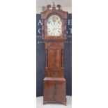 19th century mahogany eight day longcase clock, the 13.5" painted arched dial signed Edward Hyatt,