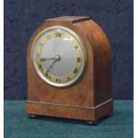 Walnut cased small mantel clock signed Maple, London, Roman numeral dial with French platform