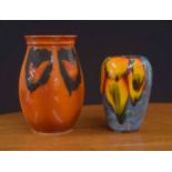 Poole Pottery 'Poppy' vase, 6.75" high; together with a mid century pottery vase in the manner of