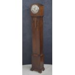 Art Deco Bravingtons Renown oak cased grandmother clock, 54" high, pendulum and winding key