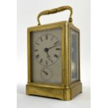 French Garnier style small alarm carriage clock, the movement back plate inscribed 90M, the vertical