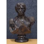 After Fredericks - a bronze figural bust of Horatio Nelson, inscribed to the plinth, signed