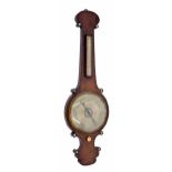 19th century rosewood banjo barometer and thermometer, signed Woodmansey Doncaster, 40" high