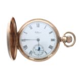 American Waltham 9ct lever hunter pocket watch, serial no. 21423660, circa 1917, signed 17 jewel