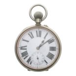 Goliath nickel cased lever pocket watch, bar movement with compensated balance and regulator,