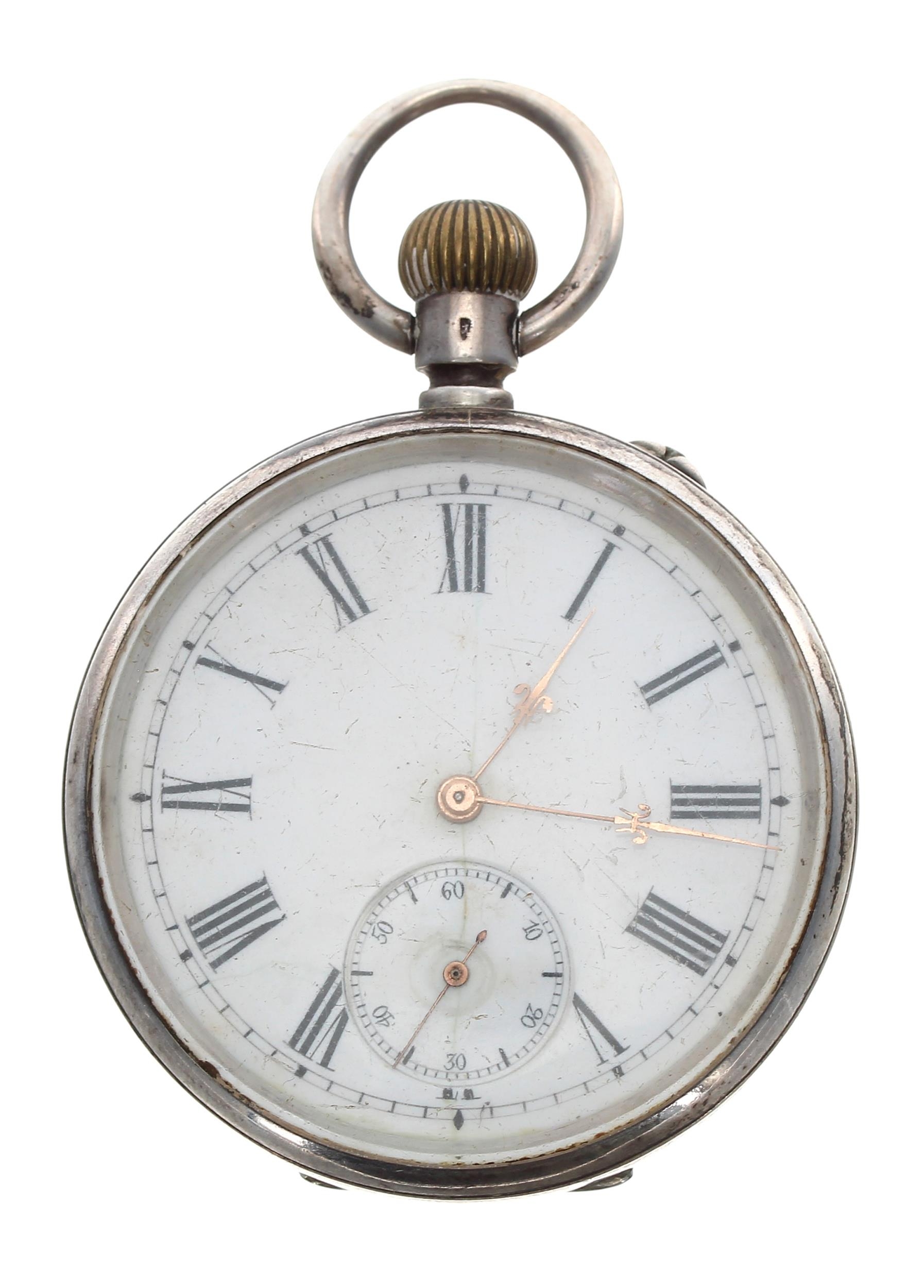 Stauffer Son & Co silver (0.935) lever engine turned pocket watch, signed gilt frosted movement, no.