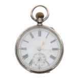 Stauffer Son & Co silver (0.935) lever engine turned pocket watch, signed gilt frosted movement, no.