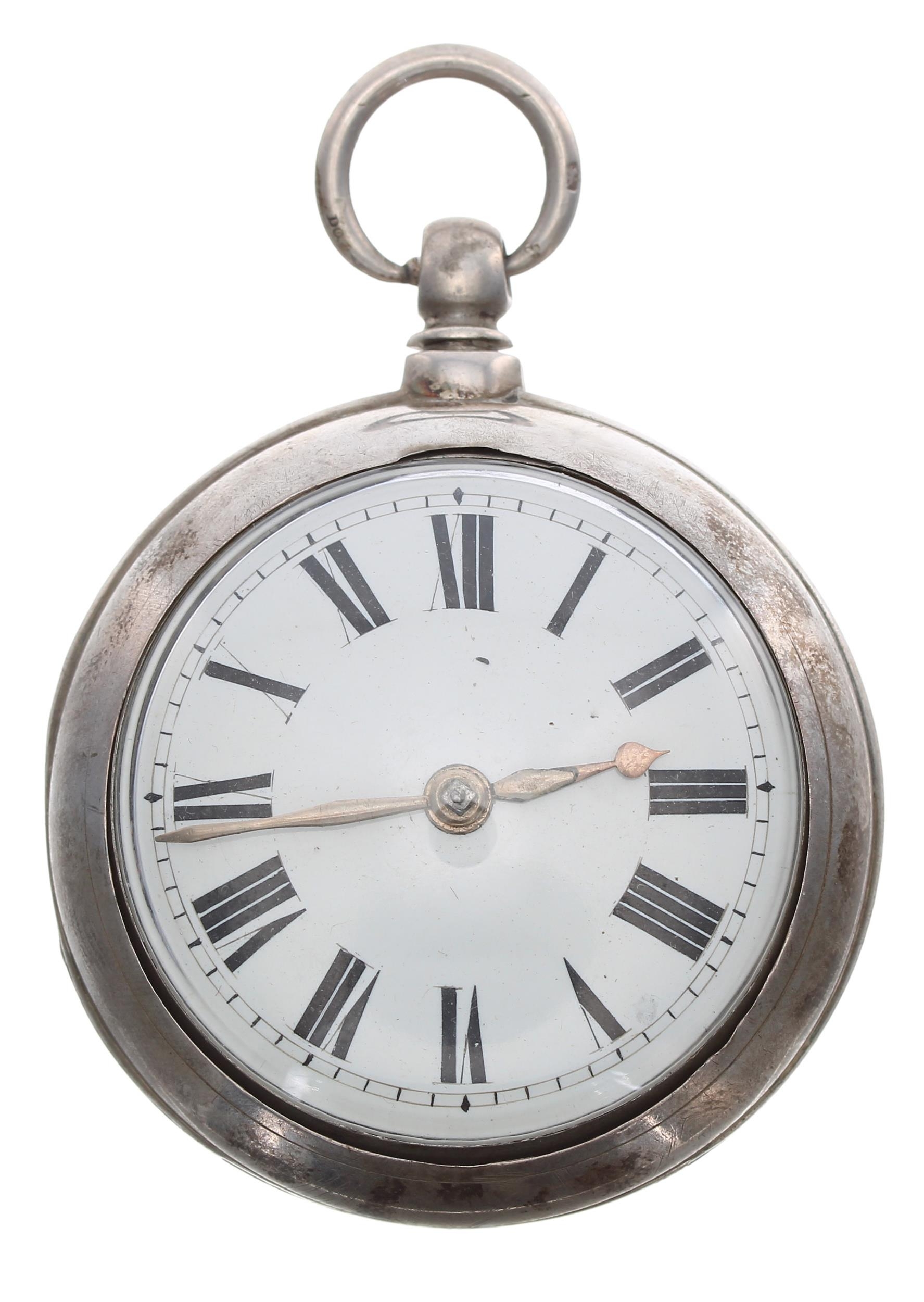 Victorian silver verge pair cased pocket watch, London 1869, the fusee movement signed Highley,