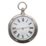 Victorian silver verge pair cased pocket watch, London 1869, the fusee movement signed Highley,