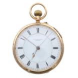 Edwardian 18ct Centre Seconds Chronograph pocket watch, Chester 1904, the gilt three quarter plate