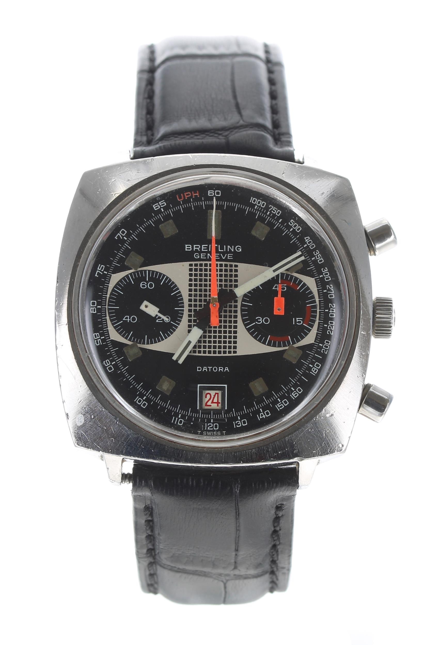 Breitling Genéve Datora chronograph squared cased stainless steel gentleman's wristwatch,