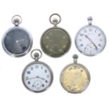 Quantity of assorted Military pocket watches for repair (5)