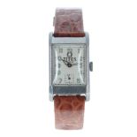 Titus Genéve rectangular stainless steel gentleman's wristwatch, rectangular silver dial with Arabic