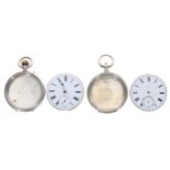 Silver (0.800) cylinder engine turned pocket watch, 49mm, key (movement requires fitting to case);