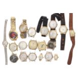 Quantity of gold plated wristwatches for repair to include Lanco, Raketa, Oris, Joyas, Talis, Smiths