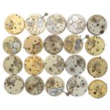 Twenty lever and cylinder pocket watch movements (some faults) (20)