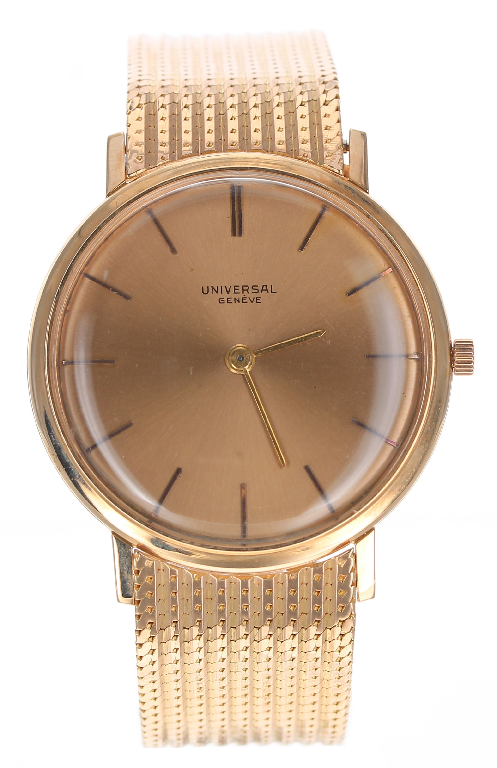 Universal Genéve slim 18ct pink gold gentleman's wristwatch, case no. 5320 5 9904 5, circular dial