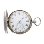 Victorian silver fusee lever hunter pocket watch, London 1861, unsigned movement, no. 18071, with