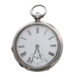 American Waltham silver lever pocket watch, serial no. 2659110, circa 1885, signed movement with