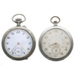 Revue white metal lever pocket watch, signed movement, the dial with Arabic numerals, minute