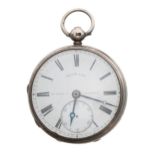Victorian silver fusee lever pocket watch, London 1845, the movement signed Jas Agnew, St Johns.N.B,
