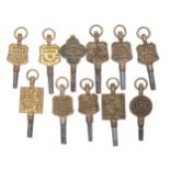 Eleven trade pocket watch keys (11)