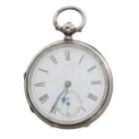 Victorian silver fusee lever pocket watch, London 1888, the movement signed Adam Burdess,