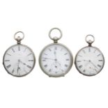 Three cylinder nickel cased pocket watches