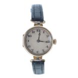 9ct lady's wristwatch, import hallmarks Edinburgh 1924, silvered dial with Arabic numerals and