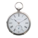 H. Samuel silver lever pocket watch, Birmingham 1893, signed movement, no. 246045, dust cover,