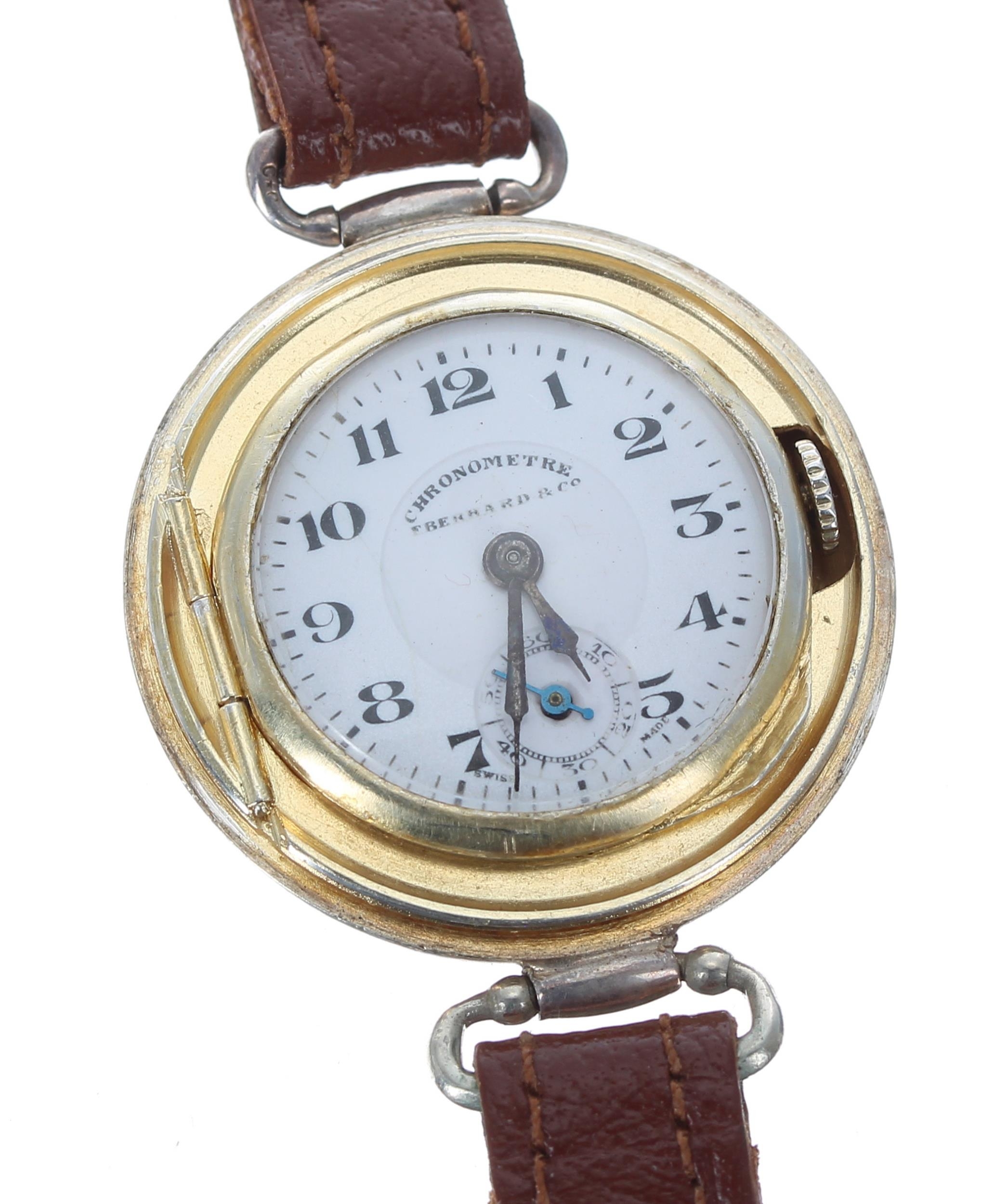 Eberhard & Co. silver (0.925) 'hermetic' swing-lug wristwatch, screw bezel, concealed hinged - Image 3 of 6