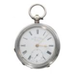 Silver (0.935) cylinder engine turned pocket watch, the movement signed D.F&C (Dimier Freres & Cie),