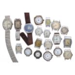 Silver rectangular gentleman's wristwatch for repair; together with a quantity of wire-lug