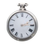George IV silver verge pair cased pocket watch, Birmingham 1828, the fusee movement signed Jent,