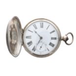 American Waltham silver lever hunter pocket watch, serial no. 3187348, Birmingham 1886, signed