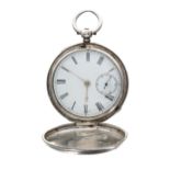 Victorian silver fusee lever hunter pocket watch, London 1863, unsigned movement, no. 6396, with