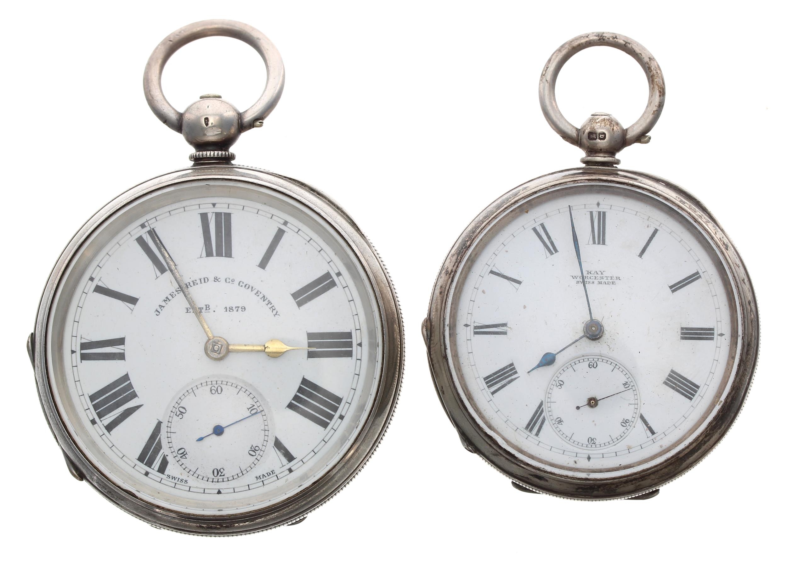Silver (0.935) lever pocket watch, unsigned movement, no. 123487, with engraved balance cock,