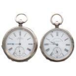 Silver (0.935) engine turned pocket watch, the dial signed 'Kay, Worcester' with Roman numerals