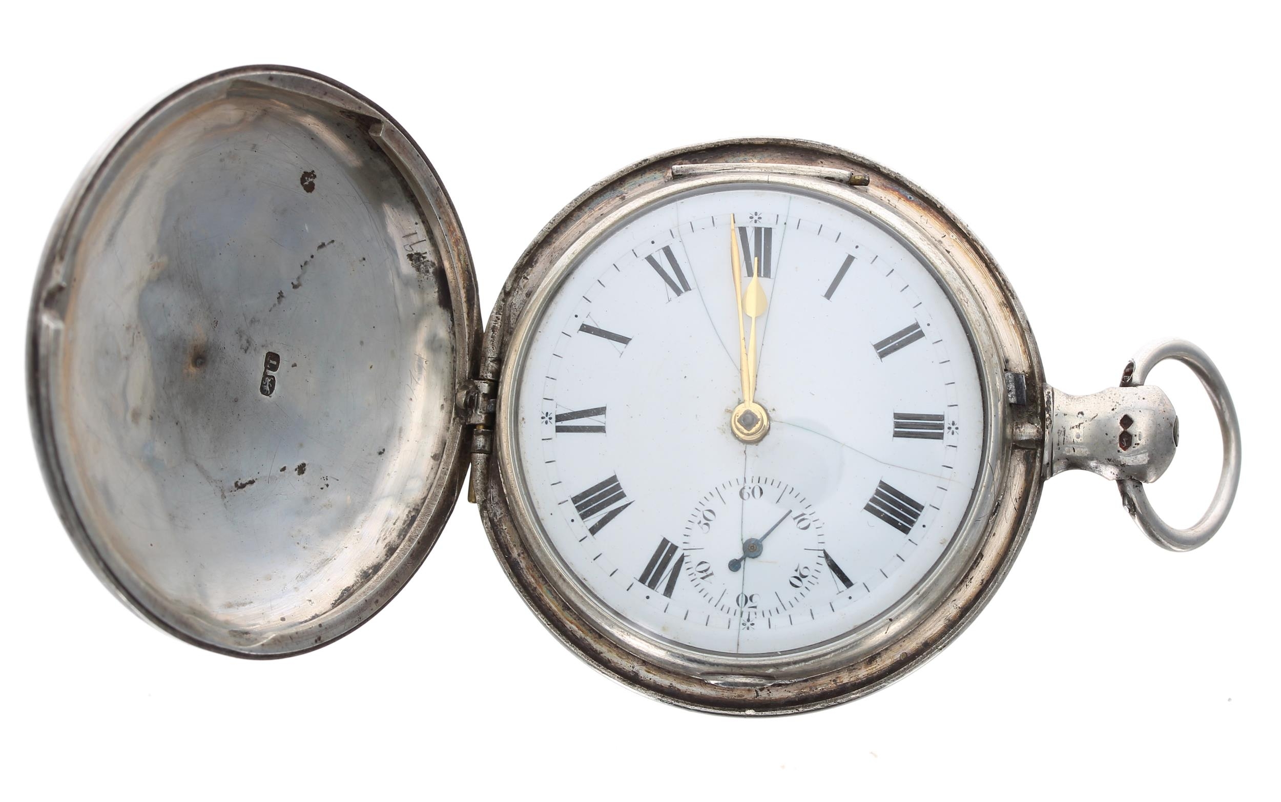 George III silver verge hunter pocket watch, London 1814, the unsigned fusee movement, no. 21602,