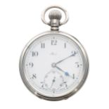 Zenith silver lever pocket watch, Birmingham 1924, signed movement, no. 2359686, with compensated