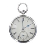 Victorian silver fusee lever pocket watch, London 1877, unsigned movement, no. 12280 with engraved