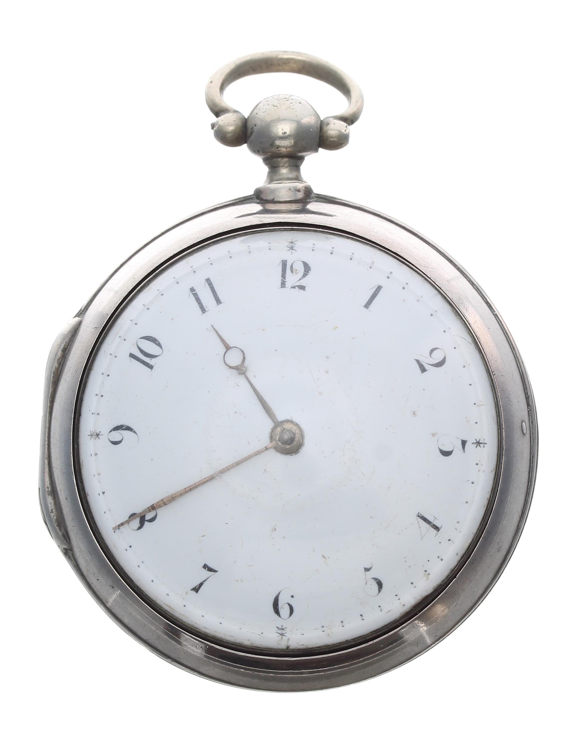 George III silver verge pair cased pocket watch, London 1800, the fusee movement signed Wm Hope, no.