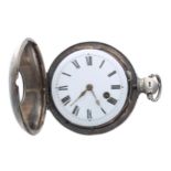 George III silver verge half hunter pocket watch, Birmingham 1805, the unsigned fusee movement,