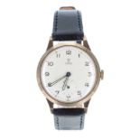Tudor 9ct gentleman's wristwatch, Edinburgh 1957, silvered dial with applied Arabic numerals, dot